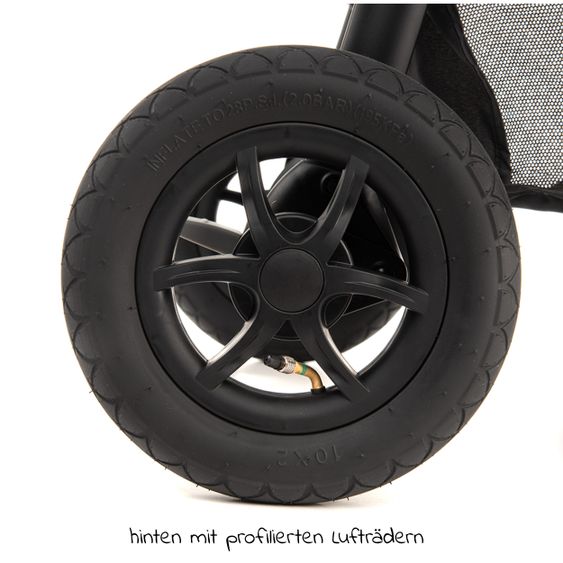 joie Kombi-Kinderwagen Litetrax 4 Air mit Luftreifen, Schieber-Ablagefach, Babywanne, Adapter & Zubehör Paket - Black
