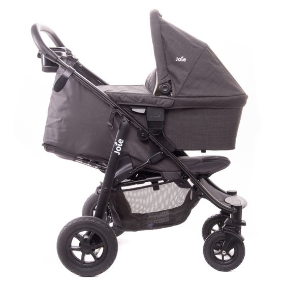 joie Kombi-Kinderwagen Litetrax 4 Air mit Luftreifen, Schieber-Ablagefach, Babywanne, Adapter & Zubehör Paket - Black