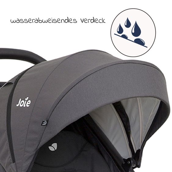 joie Kombi-Kinderwagen Litetrax 4 mit Schieber-Ablagefach, Babywanne, Adapter & Zubehör Paket - Black