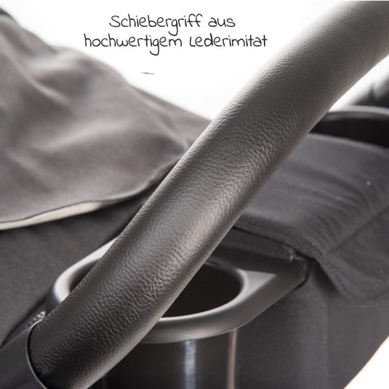 joie Kombi-Kinderwagen Litetrax 4 mit Schieber-Ablagefach, Babywanne, Adapter & Zubehör Paket - Black