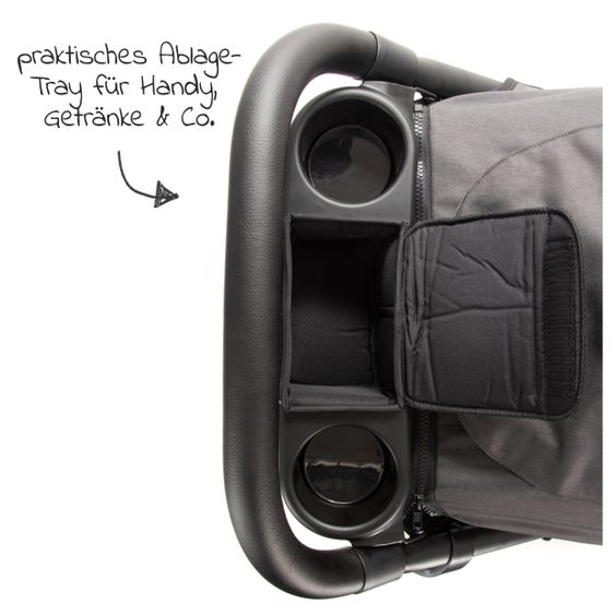 joie Kombi-Kinderwagen Litetrax 4 mit Schieber-Ablagefach, Babywanne, Adapter & Zubehör Paket - Black