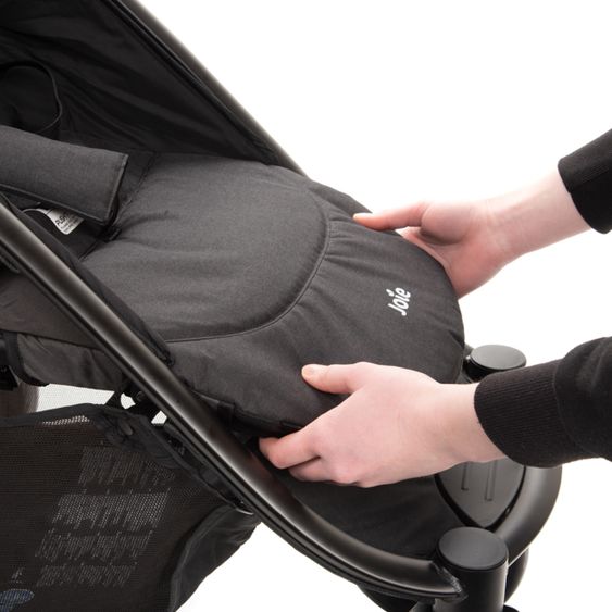 joie Kombi-Kinderwagen Litetrax 4 mit Schieber-Ablagefach, Babywanne, Adapter & Zubehör Paket - Black