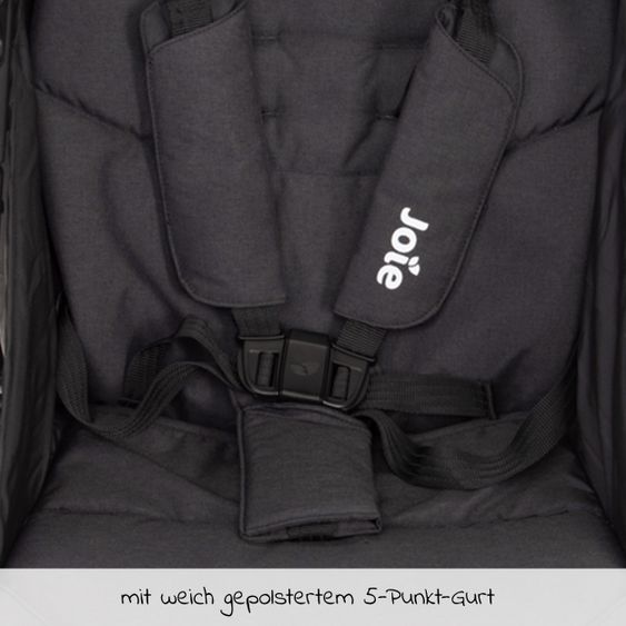 joie Kombi-Kinderwagen Litetrax 4 mit Schieber-Ablagefach, Babywanne, Adapter & Zubehör Paket - Black