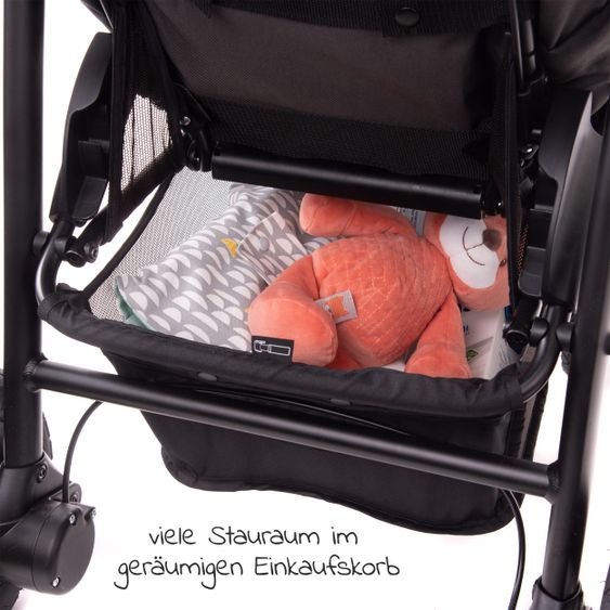 joie Kombi-Kinderwagen Litetrax 4 mit Schieber-Ablagefach, Babywanne, Adapter & Zubehör Paket - Black