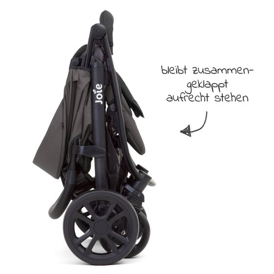 joie Kombi-Kinderwagen Litetrax 4 mit Schieber-Ablagefach, Babywanne, Adapter & Zubehör Paket - Black