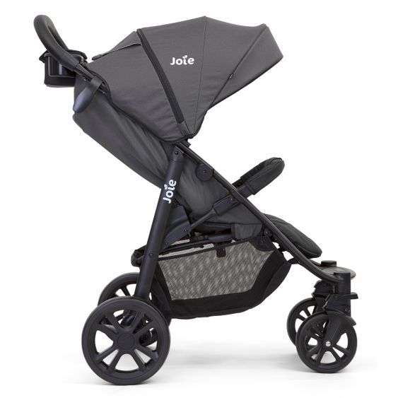 joie Kombi-Kinderwagen Litetrax 4 mit Schieber-Ablagefach, Babywanne, Adapter & Zubehör Paket - Black