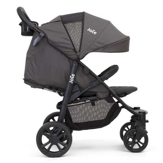 joie Kombi-Kinderwagen Litetrax 4 mit Schieber-Ablagefach, Babywanne, Adapter & Zubehör Paket - Black