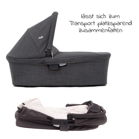 joie Kombi-Kinderwagen Litetrax 4 mit Schieber-Ablagefach, Babywanne, Adapter & Zubehör Paket - Black