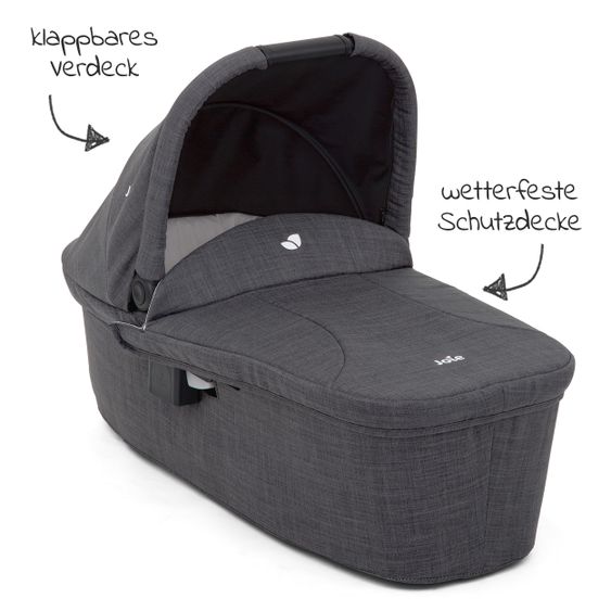 joie Kombi-Kinderwagen Litetrax 4 mit Schieber-Ablagefach, Babywanne, Adapter & Zubehör Paket - Black