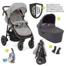 Combi stroller Mytrax Flex with comfort suspension, carrycot, adapter up to 22 kg loadable & XXL accessories package - Gray Flannel