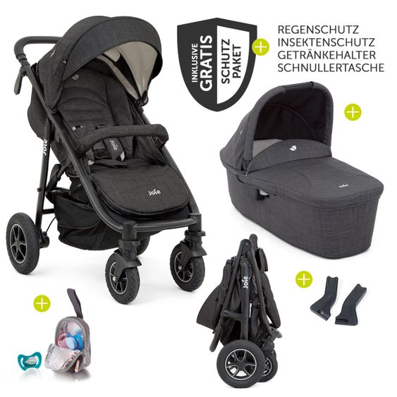 joie Combi stroller Mytrax Flex with comfort suspension, carrycot, adapter up to 22 kg loadable & XXL accessories package - Pavement