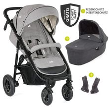 Kombi-Kinderwagen Mytrax mit Luftreifen, Babywanne, Adapter & Zubehör Paket - Gray Flannel