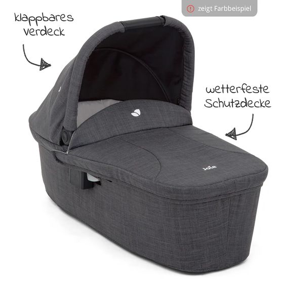 joie Kombi-Kinderwagen Mytrax mit Luftreifen, Babywanne, Adapter & Zubehör Paket - Gray Flannel