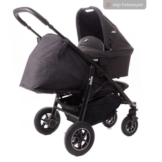 joie Kombi-Kinderwagen Mytrax mit Luftreifen, Babywanne, Adapter & Zubehör Paket - Gray Flannel