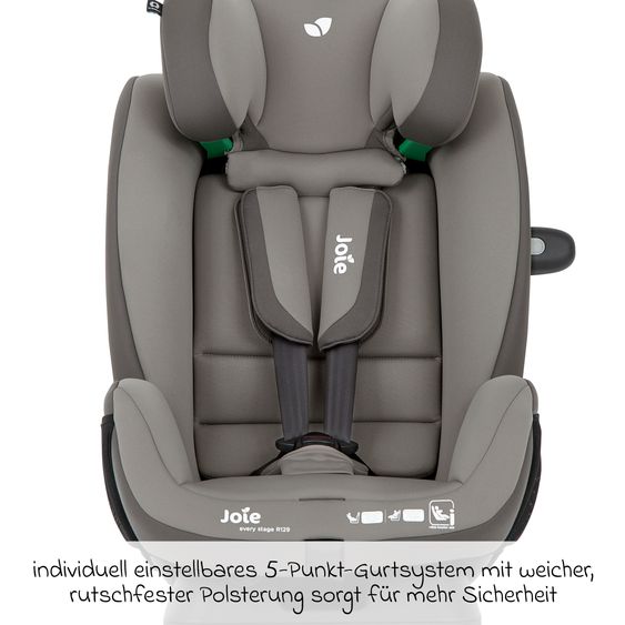 joie Reboarder-Kindersitz Every Stage R129 ab Geburt -12 Jahre (40 cm - 150 cm) Instalation mit dem Fahrzeuggurt inkl. Sitzverkleinerer - Cobblestone