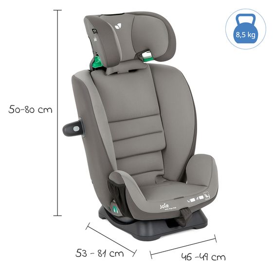 joie Reboarder-Kindersitz Every Stage R129 ab Geburt -12 Jahre (40 cm - 150 cm) Instalation mit dem Fahrzeuggurt inkl. Sitzverkleinerer - Cobblestone