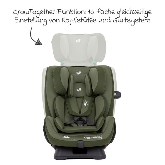 joie Reboarder-Kindersitz Every Stage R129 ab Geburt -12 Jahre (40 cm - 150 cm) Instalation mit dem Fahrzeuggurt inkl. Sitzverkleinerer - Moss