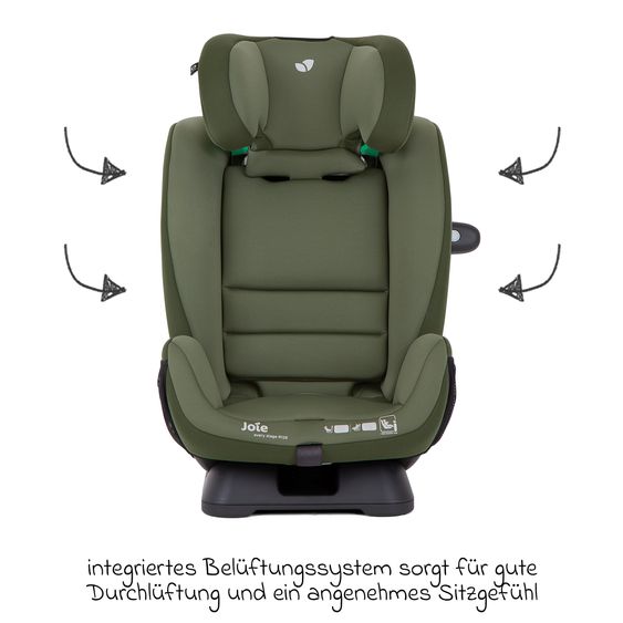 joie Reboarder-Kindersitz Every Stage R129 ab Geburt -12 Jahre (40 cm - 150 cm) Instalation mit dem Fahrzeuggurt inkl. Sitzverkleinerer - Moss