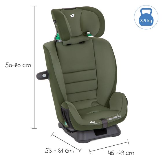 joie Reboarder-Kindersitz Every Stage R129 ab Geburt -12 Jahre (40 cm - 150 cm) Instalation mit dem Fahrzeuggurt inkl. Sitzverkleinerer - Moss