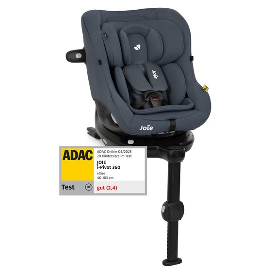 joie Seggiolino Reboarder i-Pivot 360 ruotabile i-Size dalla nascita ai 4 anni (40 cm - 105 cm) inclusa base Isofix con gamba di supporto - Ardesia Scuro