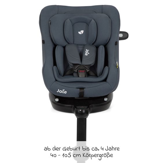 joie Seggiolino Reboarder i-Pivot 360 ruotabile i-Size dalla nascita ai 4 anni (40 cm - 105 cm) inclusa base Isofix con gamba di supporto - Ardesia Scuro