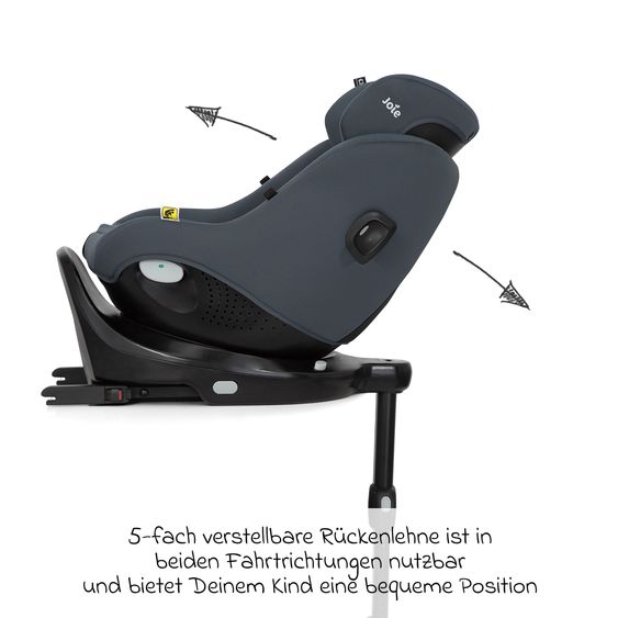 joie Seggiolino Reboarder i-Pivot 360 ruotabile i-Size dalla nascita ai 4 anni (40 cm - 105 cm) inclusa base Isofix con gamba di supporto - Ardesia Scuro