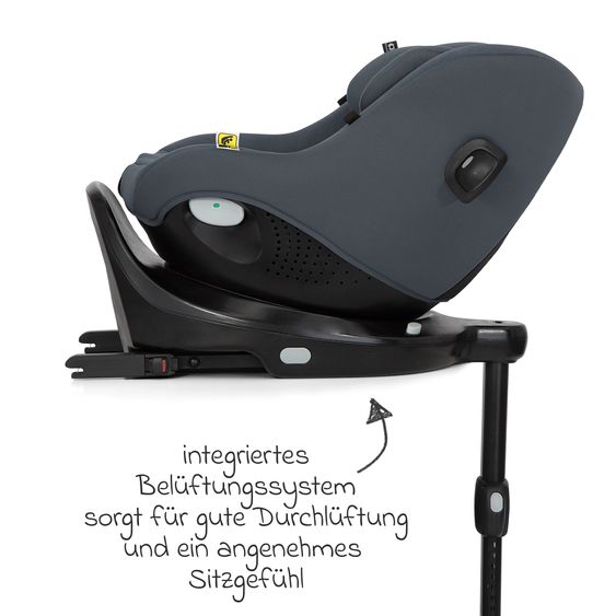 joie Seggiolino Reboarder i-Pivot 360 ruotabile i-Size dalla nascita ai 4 anni (40 cm - 105 cm) inclusa base Isofix con gamba di supporto - Ardesia Scuro