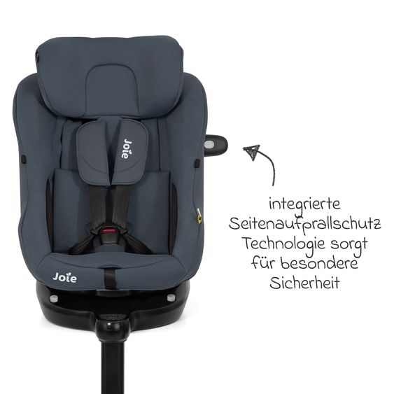 joie Seggiolino Reboarder i-Pivot 360 ruotabile i-Size dalla nascita ai 4 anni (40 cm - 105 cm) inclusa base Isofix con gamba di supporto - Ardesia Scuro