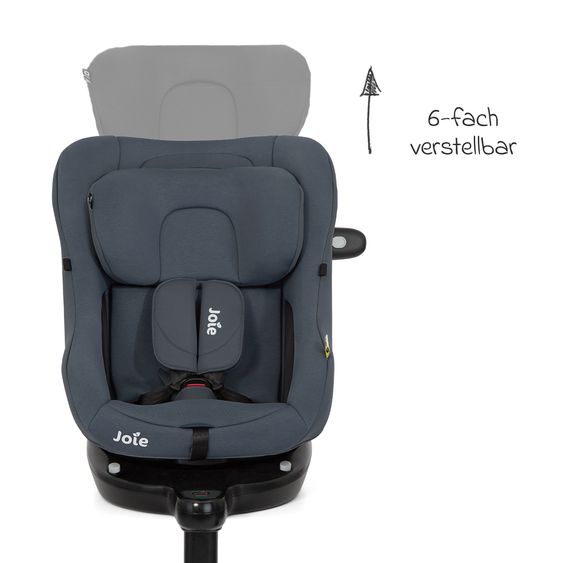 joie Seggiolino Reboarder i-Pivot 360 ruotabile i-Size dalla nascita ai 4 anni (40 cm - 105 cm) inclusa base Isofix con gamba di supporto - Ardesia Scuro