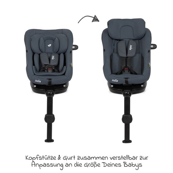 joie Seggiolino Reboarder i-Pivot 360 ruotabile i-Size dalla nascita ai 4 anni (40 cm - 105 cm) inclusa base Isofix con gamba di supporto - Ardesia Scuro