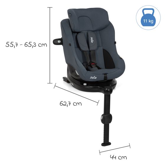 joie Seggiolino Reboarder i-Pivot 360 ruotabile i-Size dalla nascita ai 4 anni (40 cm - 105 cm) inclusa base Isofix con gamba di supporto - Ardesia Scuro
