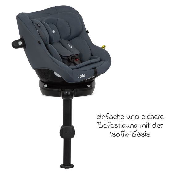 joie Seggiolino Reboarder i-Pivot 360 ruotabile i-Size dalla nascita ai 4 anni (40 cm - 105 cm) inclusa base Isofix con gamba di supporto - Ardesia Scuro