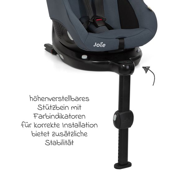 joie Seggiolino Reboarder i-Pivot 360 ruotabile i-Size dalla nascita ai 4 anni (40 cm - 105 cm) inclusa base Isofix con gamba di supporto - Ardesia Scuro
