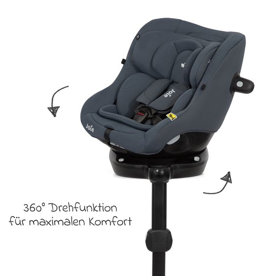 joie Seggiolino Reboarder i-Pivot 360 ruotabile i-Size dalla nascita ai 4 anni (40 cm - 105 cm) inclusa base Isofix con gamba di supporto - Ardesia Scuro