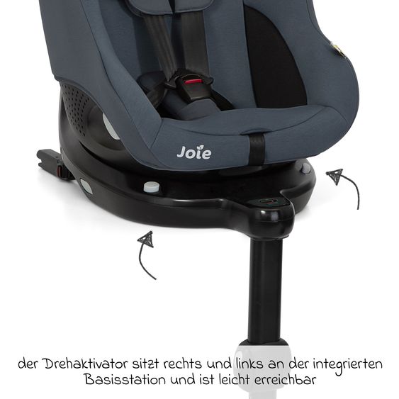 joie Seggiolino Reboarder i-Pivot 360 ruotabile i-Size dalla nascita ai 4 anni (40 cm - 105 cm) inclusa base Isofix con gamba di supporto - Ardesia Scuro