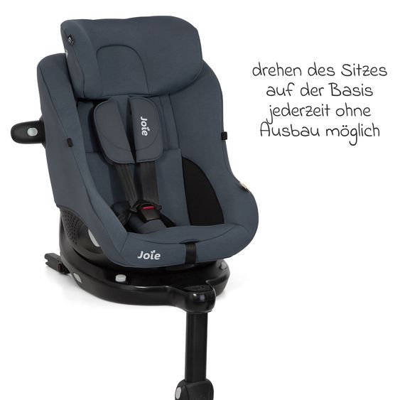 joie Seggiolino Reboarder i-Pivot 360 ruotabile i-Size dalla nascita ai 4 anni (40 cm - 105 cm) inclusa base Isofix con gamba di supporto - Ardesia Scuro