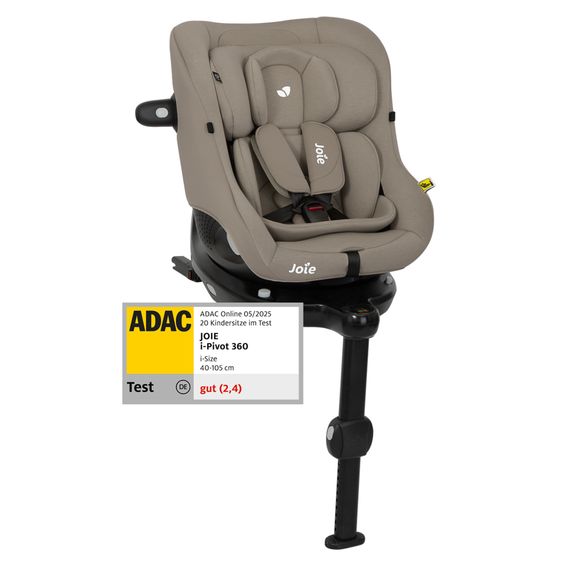 joie Reboarder-Kindersitz i-Pivot 360 drehbar i-Size ab Geburt - 4 Jahre (40 cm - 105 cm) inkl. Isofix-Basis mit Stützfuß - Oak