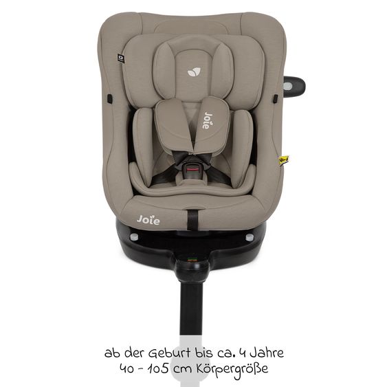 joie Reboarder-Kindersitz i-Pivot 360 drehbar i-Size ab Geburt - 4 Jahre (40 cm - 105 cm) inkl. Isofix-Basis mit Stützfuß - Oak