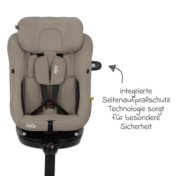 joie Reboarder-Kindersitz i-Pivot 360 drehbar i-Size ab Geburt - 4 Jahre (40 cm - 105 cm) inkl. Isofix-Basis mit Stützfuß - Oak