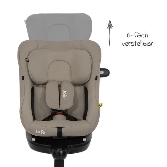 joie Reboarder-Kindersitz i-Pivot 360 drehbar i-Size ab Geburt - 4 Jahre (40 cm - 105 cm) inkl. Isofix-Basis mit Stützfuß - Oak