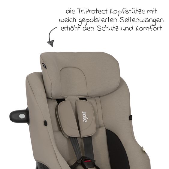 joie Reboarder-Kindersitz i-Pivot 360 drehbar i-Size ab Geburt - 4 Jahre (40 cm - 105 cm) inkl. Isofix-Basis mit Stützfuß - Oak