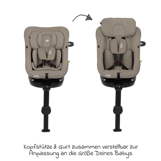 joie Reboarder-Kindersitz i-Pivot 360 drehbar i-Size ab Geburt - 4 Jahre (40 cm - 105 cm) inkl. Isofix-Basis mit Stützfuß - Oak