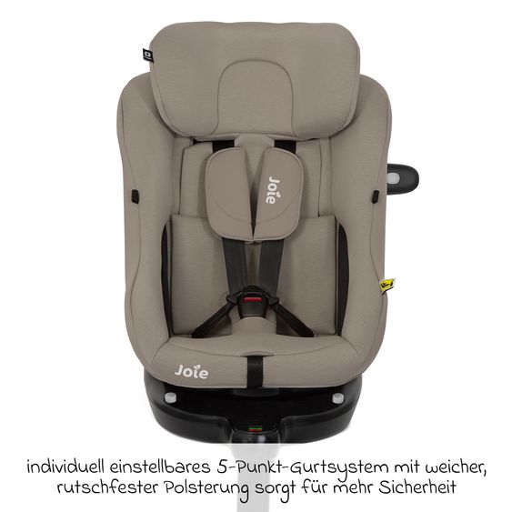 joie Reboarder-Kindersitz i-Pivot 360 drehbar i-Size ab Geburt - 4 Jahre (40 cm - 105 cm) inkl. Isofix-Basis mit Stützfuß - Oak
