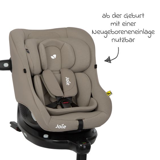joie Reboarder-Kindersitz i-Pivot 360 drehbar i-Size ab Geburt - 4 Jahre (40 cm - 105 cm) inkl. Isofix-Basis mit Stützfuß - Oak
