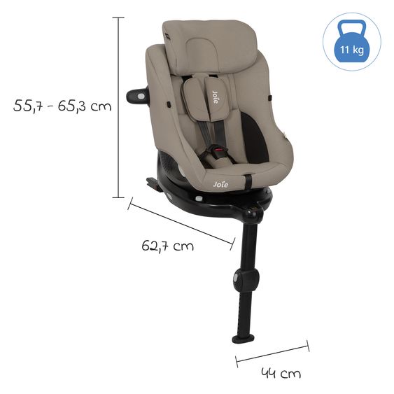 joie Reboarder-Kindersitz i-Pivot 360 drehbar i-Size ab Geburt - 4 Jahre (40 cm - 105 cm) inkl. Isofix-Basis mit Stützfuß - Oak