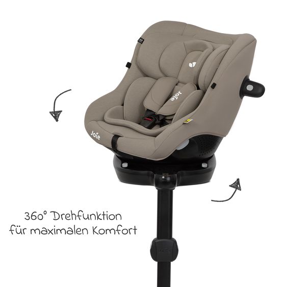 joie Reboarder-Kindersitz i-Pivot 360 drehbar i-Size ab Geburt - 4 Jahre (40 cm - 105 cm) inkl. Isofix-Basis mit Stützfuß - Oak