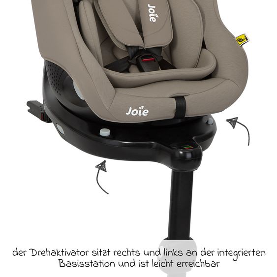 joie Reboarder-Kindersitz i-Pivot 360 drehbar i-Size ab Geburt - 4 Jahre (40 cm - 105 cm) inkl. Isofix-Basis mit Stützfuß - Oak