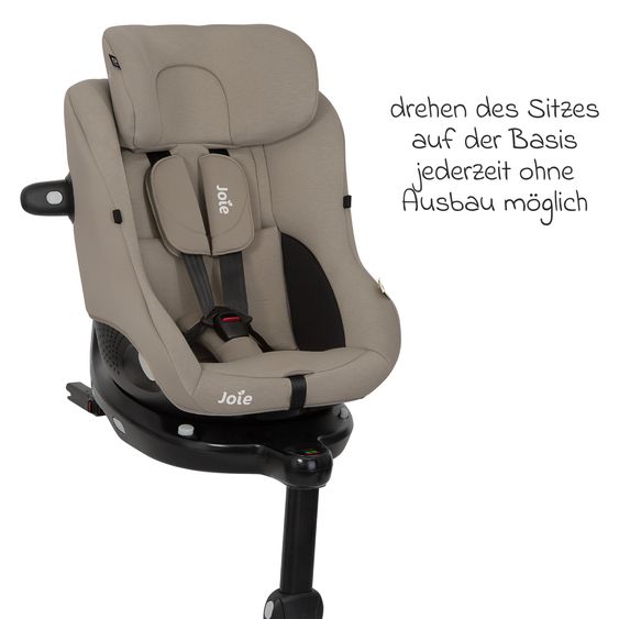 joie Reboarder-Kindersitz i-Pivot 360 drehbar i-Size ab Geburt - 4 Jahre (40 cm - 105 cm) inkl. Isofix-Basis mit Stützfuß - Oak