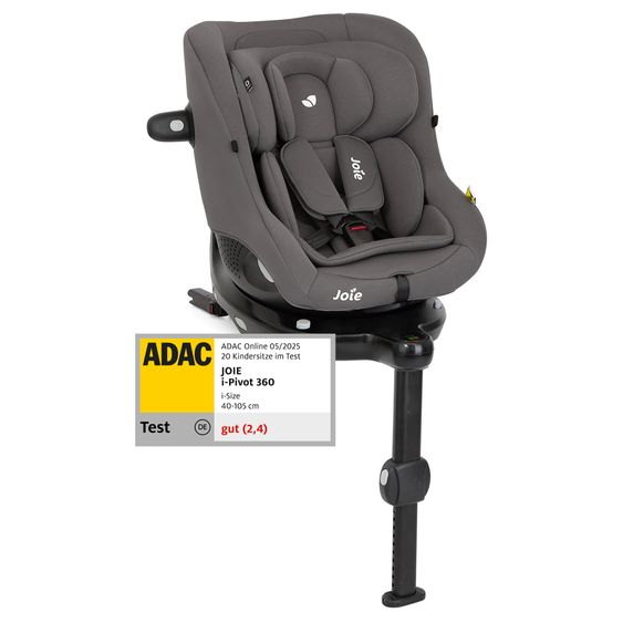 joie Seggiolino Reboarder i-Pivot 360 ruotabile i-Size dalla nascita ai 4 anni (40 cm - 105 cm) con base Isofix e gamba di supporto - Thunder