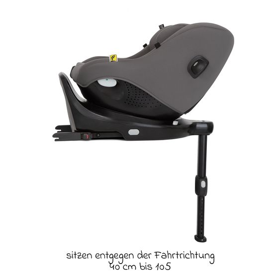 joie Seggiolino Reboarder i-Pivot 360 ruotabile i-Size dalla nascita ai 4 anni (40 cm - 105 cm) con base Isofix e gamba di supporto - Thunder